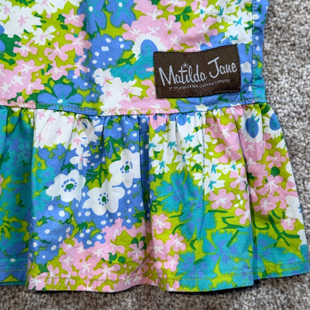 Matilda Jane Hammond Bay 2010 Floral Ruffle Wide Leg‎ Pants Blue Pink Green 8 - Picture 2 of 5